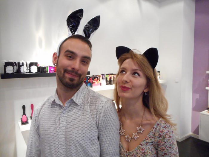 Łukasz Ociepa and Magda Kamińska with bunny ears
