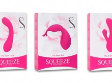 Pink Packaging of Swan Squeeze Vibrators